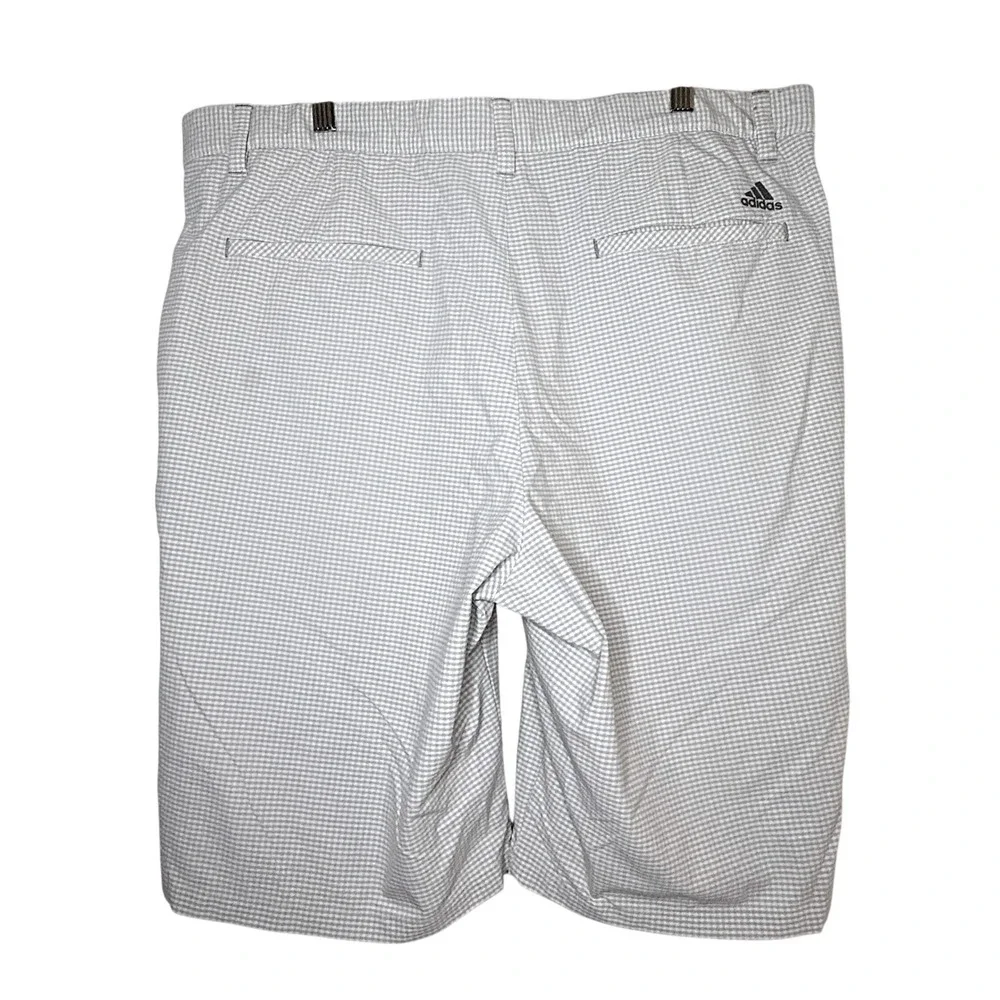 adidas Golf Men's Shorts Size 36 Gray Micro Check Pleated Performance